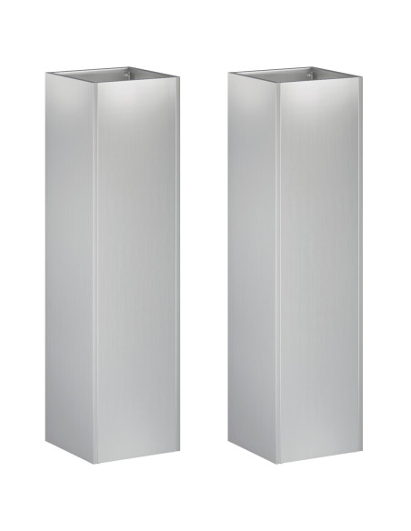 Vaso da giardino 2 pz Argento 20 x 20 x 75 cm Acciaio zincato