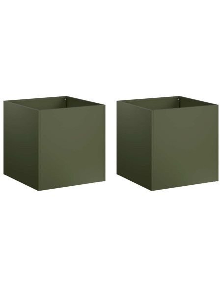 Vaso da giardino 2 pz Verde Oliva 35 x 35 x 35 cm