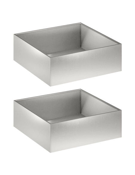 Vaso da giardino 2 pz Argento 60 x 60 x 20 cm Acciaio Inox