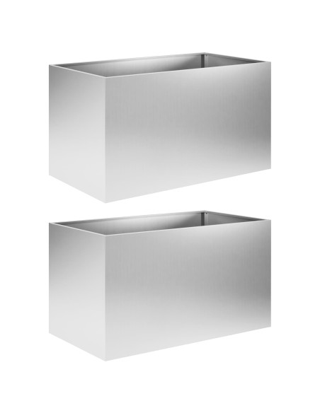 Vaso da giardino 2 pz Argento 100 x 50 x 50 cm Acciaio zincato