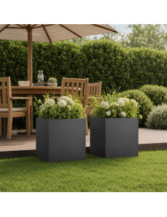 Vaso da giardino 2 pz Nero 45 x 45 x 45 cm