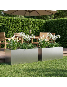 Vaso da giardino 2 pz Argento 80 x 40 x 40 cm Acciaio zincato