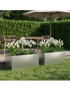 Vaso da giardino 2 pz Argento 80 x 40 x 40 cm Acciaio Inox