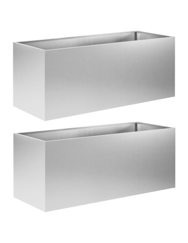 Vaso da giardino 2 pz Argento 80 x 40 x 40 cm Acciaio zincato