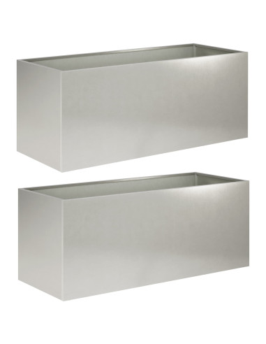 Vaso da giardino 2 pz Argento 80 x 40 x 40 cm Acciaio Inox