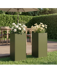 Vaso da giardino 2 pz Verde Oliva 20 x 20 x 40 cm