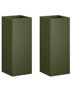 Vaso da giardino 2 pz Verde Oliva 20 x 20 x 40 cm 2
