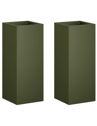 Vaso da giardino 2 pz Verde Oliva 20 x 20 x 40 cm