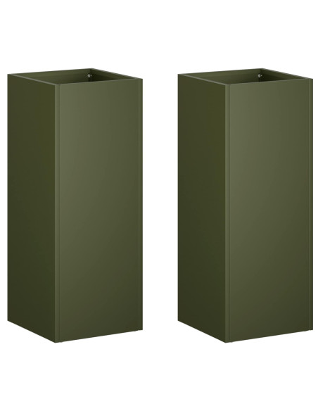 Vaso da giardino 2 pz Verde Oliva 20 x 20 x 40 cm