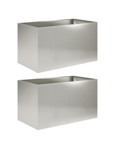 Vaso da giardino 2 pz Argento 80 x 50 x 50 cm Acciaio Inox 2