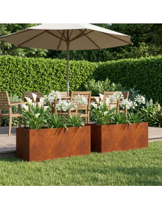 Vaso da giardino 2 pz Ruggine 80 x 40 x 40 cm Acciaio Corten