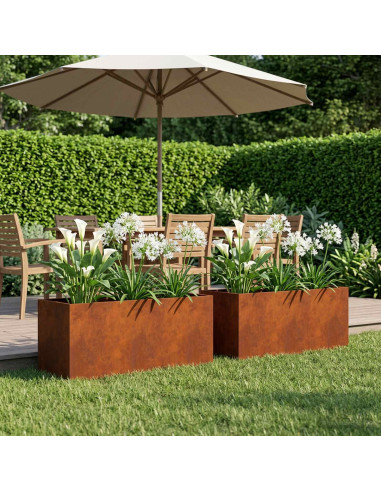 Vaso da giardino 2 pz Ruggine 80 x 40 x 40 cm Acciaio Corten