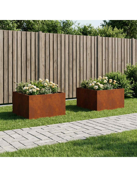 Vaso da giardino 2 pz Ruggine 100 x 100 x 40 cm Acciaio Corten