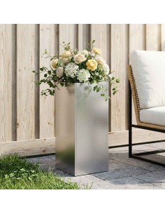 Vaso da giardino Argento 20 x 20 x 40 cm Acciaio Inox