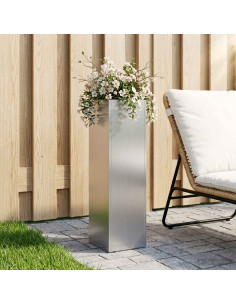 Vaso da giardino Argento 20 x 20 x 75 cm Acciaio zincato