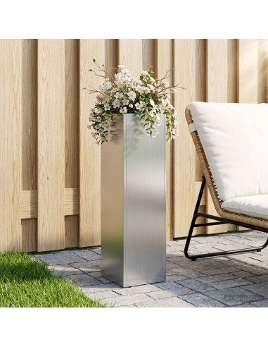 Vaso da giardino Argento 20 x 20 x 75 cm Acciaio zincato