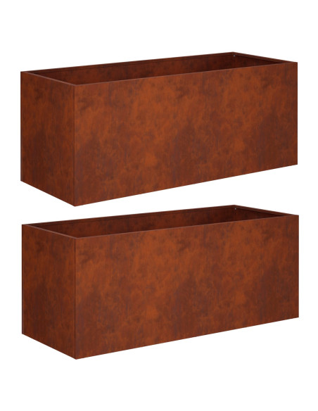 Vaso da giardino 2 pz Ruggine 80 x 40 x 40 cm Acciaio Corten