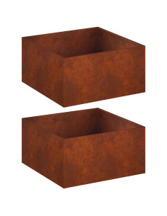Vaso da giardino 2 pz Ruggine 100 x 100 x 40 cm Acciaio Corten 2
