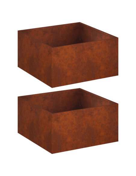 Vaso da giardino 2 pz Ruggine 100 x 100 x 40 cm Acciaio Corten