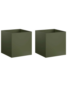 Vaso da giardino 2 pz Verde Oliva 25 x 25 x 25 cm 2