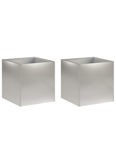 Vaso da giardino 2 pz Argento 20 x 20 x 20 cm Acciaio Inox
