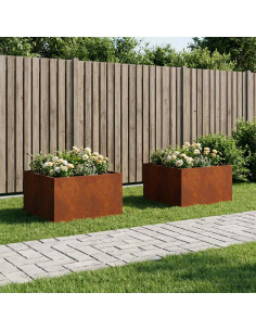 Vaso da giardino 2 pz Ruggine 60 x 60 x 40 cm Acciaio Corten