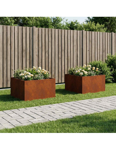 Vaso da giardino 2 pz Ruggine 60 x 60 x 40 cm Acciaio Corten