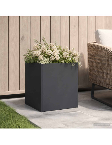 Vaso da giardino Nero 45 x 45 x 45 cm Acciaio laminato a freddo