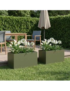 Vaso da giardino 2 pz Verde Oliva 80 x 50 x 50 cm