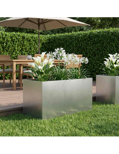 Vaso da giardino Argento 100 x 50 x 50 cm Acciaio Inox