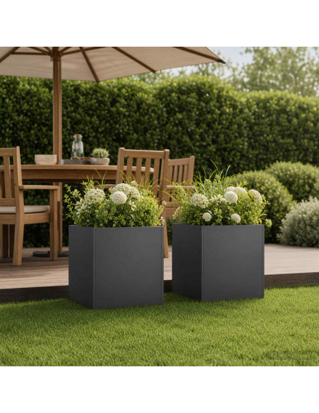 Vaso da giardino 2 pz Nero 35 x 35 x 35 cm