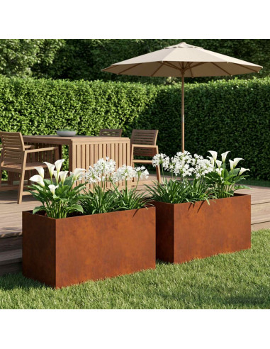 Vaso da giardino 2 pz Ruggine 80 x 50 x 50 cm Acciaio Corten