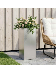 Vaso da giardino Argento 20 x 20 x 50 cm Acciaio zincato