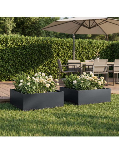 Vaso da giardino 2 pz Antracite 40 x 40 x 20 cm