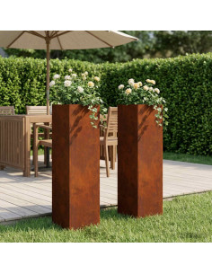 Vaso da giardino 2 pz Ruggine 20 x 20 x 75 cm Acciaio Corten