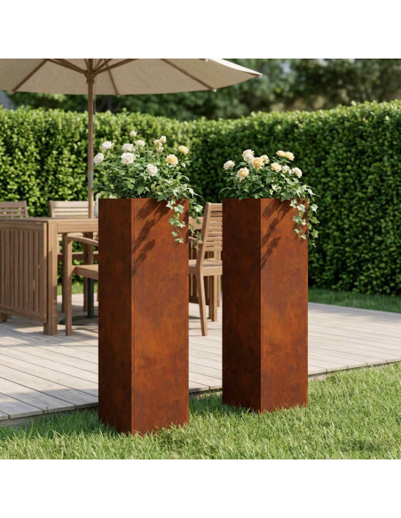 Vaso da giardino 2 pz Ruggine 20 x 20 x 75 cm Acciaio Corten