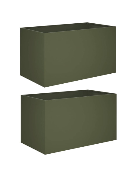 Vaso da giardino 2 pz Verde Oliva 80 x 50 x 50 cm