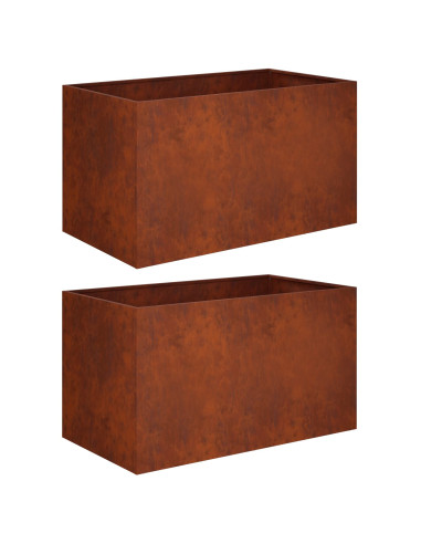 Vaso da giardino 2 pz Ruggine 100 x 50 x 50 cm Acciaio Corten
