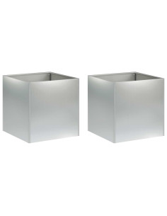 Vaso da giardino 2 pz Argento 25 x 25 x 25 cm Acciaio zincato 2