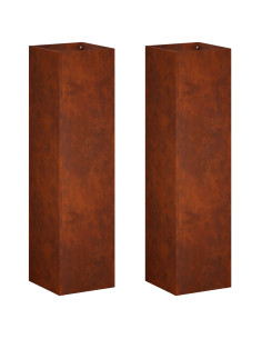 Vaso da giardino 2 pz Ruggine 20 x 20 x 75 cm Acciaio Corten 2
