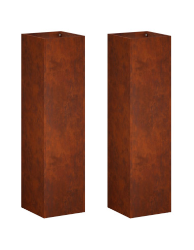 Vaso da giardino 2 pz Ruggine 20 x 20 x 75 cm Acciaio Corten