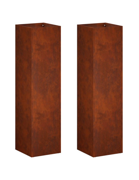 Vaso da giardino 2 pz Ruggine 20 x 20 x 75 cm Acciaio Corten