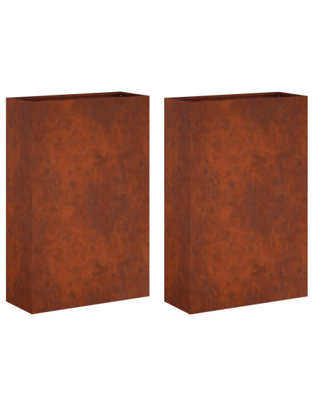 Vaso da giardino 2 pz Ruggine 50 x 20 x 75 cm Acciaio Corten