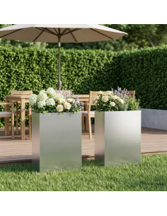 Vaso da giardino 2 pz Argento 40 x 20 x 75 cm Acciaio zincato
