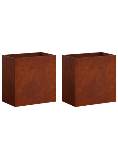 Vaso da giardino 2 pz Ruggine 50 x 30 x 50 cm Acciaio Corten