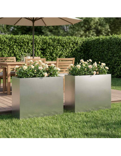 Vaso da giardino 2 pz Argento 50 x 20 x 40 cm Acciaio Inox