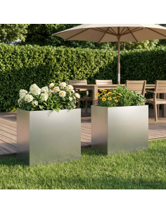 Vaso da giardino 2 pz Argento 50 x 30 x 50 cm Acciaio zincato
