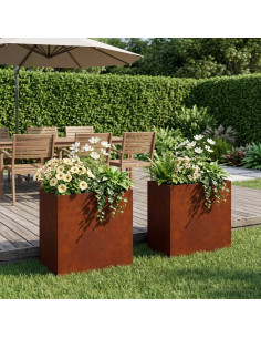 Vaso da giardino 2 pz Ruggine 50 x 30 x 40 cm Acciaio Corten
