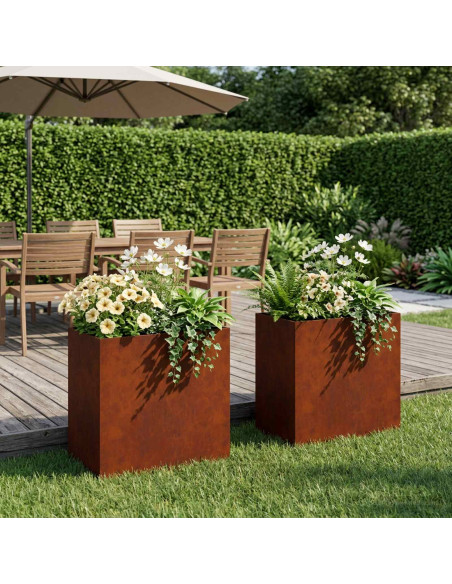 Vaso da giardino 2 pz Ruggine 50 x 30 x 40 cm Acciaio Corten