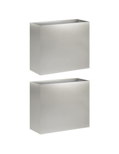 Vaso da giardino 2 pz Argento 50 x 20 x 40 cm Acciaio Inox 2